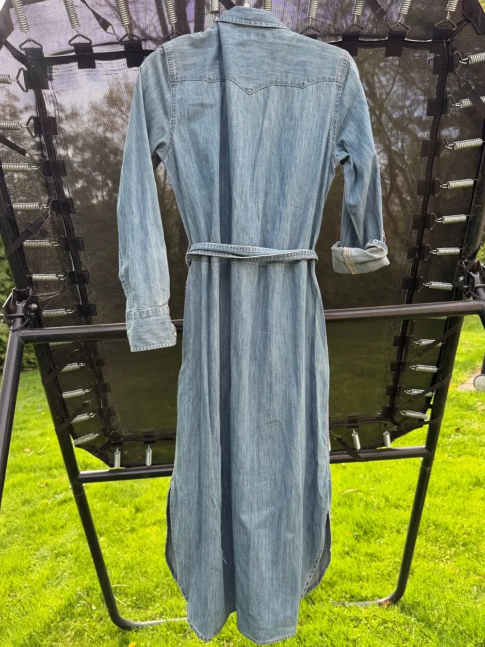 NWT Ralph Lauren Western Denim Pearl Snap Dress in Desert Sky chambray sz 8 - Picture 9 of 12